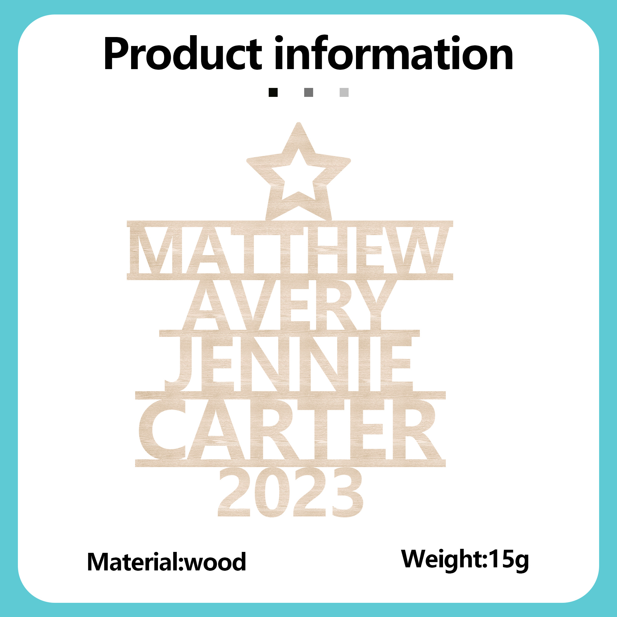 Navidad-Ornamento navideño de madera árbol de nombres con 4 nombres y año personalizados