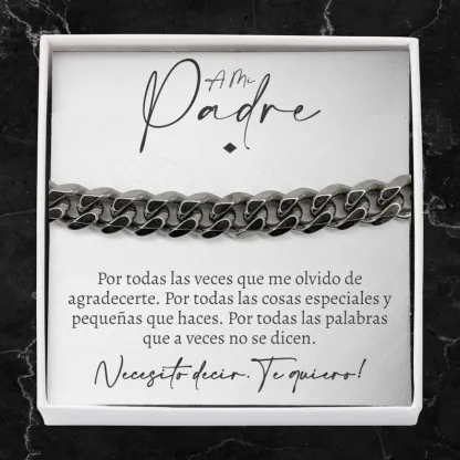 A mi Padre - Pulsera cubana de acero inoxidable con cadena curva para hombre | Jessemade ES