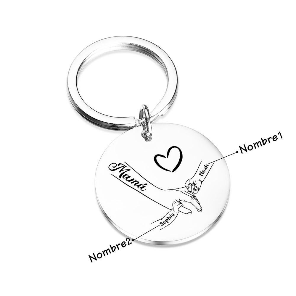 A mi mamá-Llavero 1-6 Nombres Personalizados MANOS COGIDAS-Jessemade ES