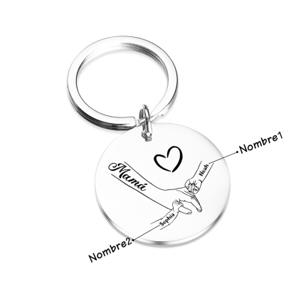 A mi mamá-Llavero 1-6 Nombres Personalizados MANOS COGIDAS-Jessemade ES
