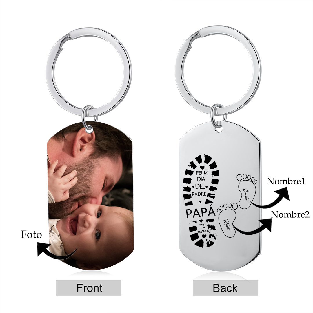 A mi papá-Unidad de llavero y pulsera con caja y tarjeta personalizados con 3 nombres-Jessemade ES