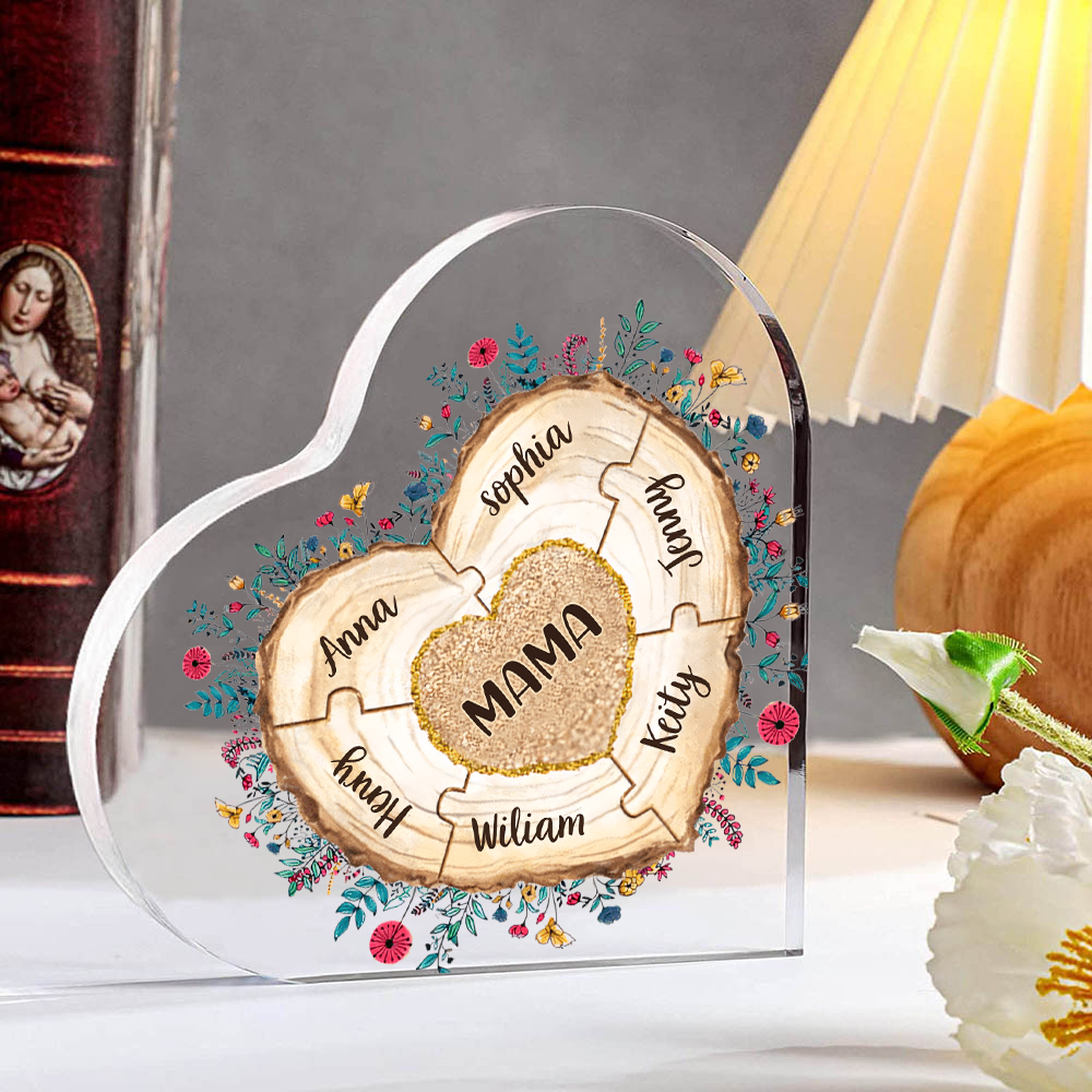 A mi mamá/abuela-Placa de acrílico "Corazones" en forma de corazón 7 nombres personalizados-Jessemade ES