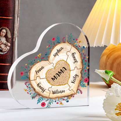 A mi mamá/abuela-Placa de acrílico "Corazones" en forma de corazón 7 nombres personalizados-Jessemade ES