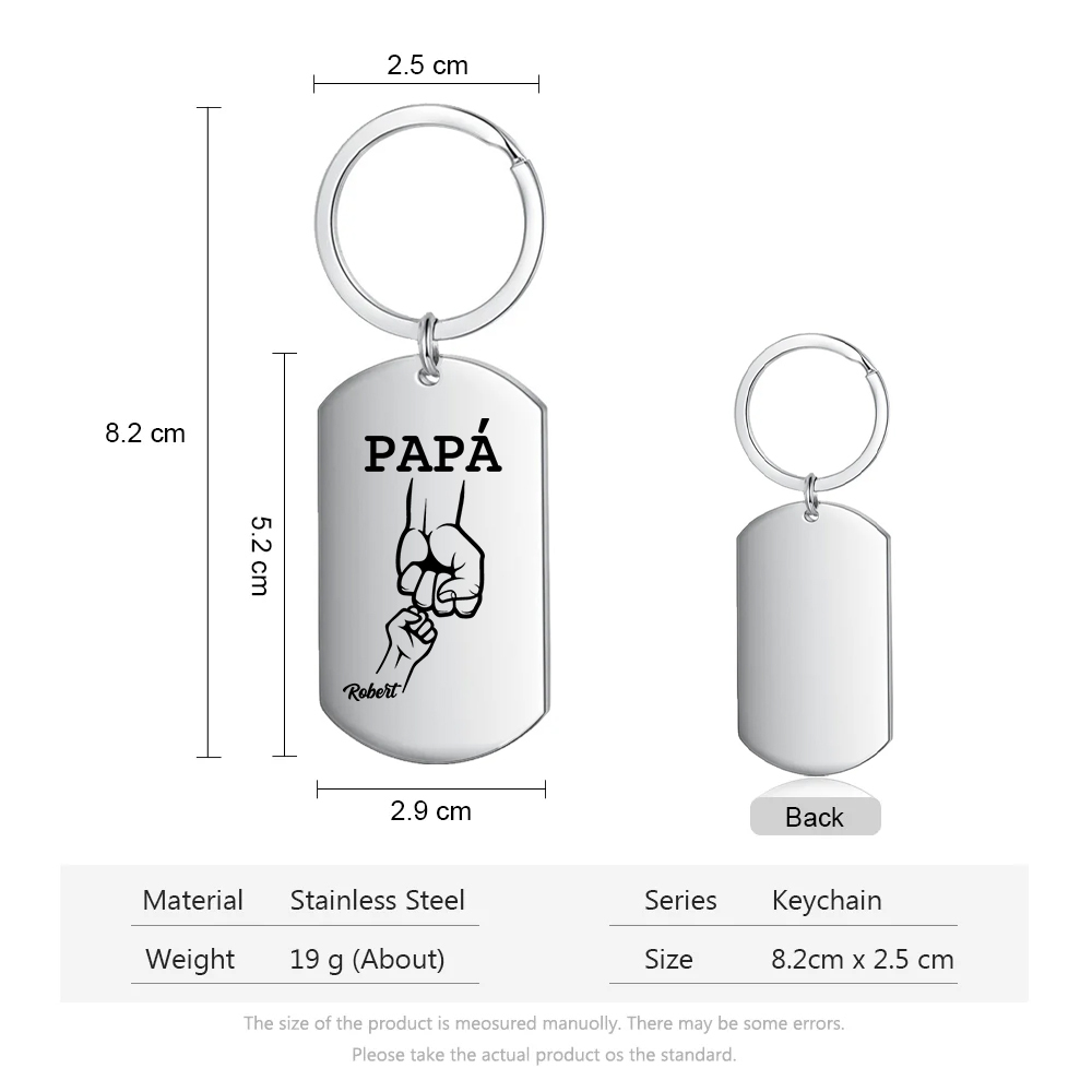 A Mi Papá-Llavero Personalizado Puño con Puño 1 Nombre-Jessemade ES