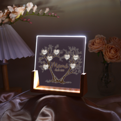 A mi mamá/abuela-Lámpara Personalizada con 2-8 Nombres, 1 Texto y 1 Fecha "árbol de la vida" 3D Ilusión Luz de Noche-Jessemade ES