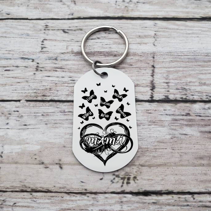 A mi mamá-Llavero 2-6 Nombres Personalizados CORAZÓN Y MARIPOSAS-Jessemade ES