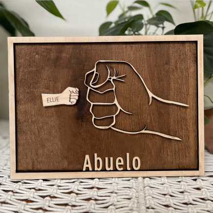 A mi abuelo - Marco de madera puño con puño 1 nombre personalizado