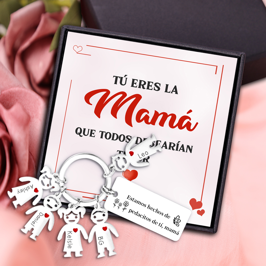 A mi mamá - Llavero 1-6 Nombres Personalizado con Charms de Niños-Jessemade ES