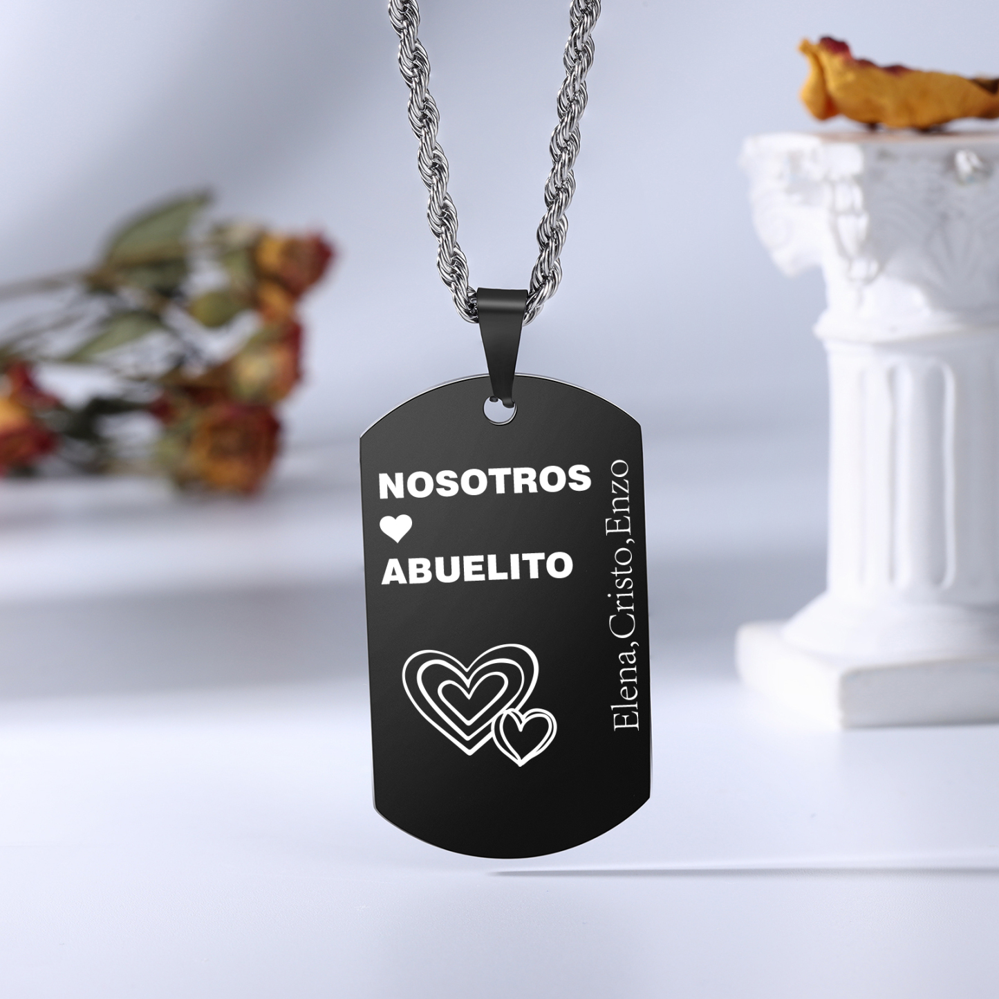 A MI ABUELO-Collar abuelo y nietos de placa personalizada con 1 texto-Jessemade ES