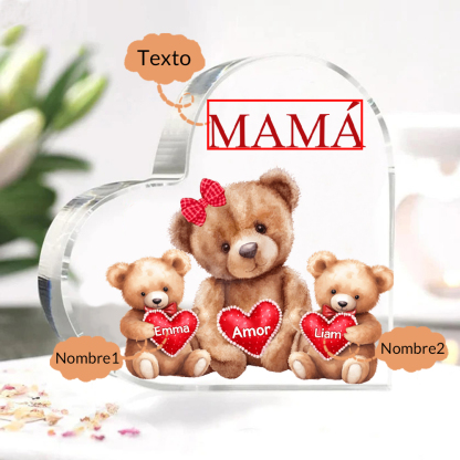 A mi mamá/abuela-Placa de acrílico "Nosotros" en forma de corazón 2 nombres y 1 texto personalizados-Jessemade ES