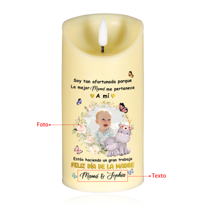 A mi mamá-Vela electrónica madre e hija Feliz Día de la Madre 1 foto y 1 texto personalizada | Jessemade