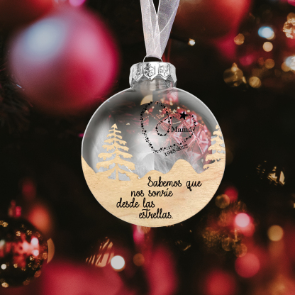 Bola navideña conmemorativa Adorno de Navidad nombre y años personalizados con pluma -Jessemade ES