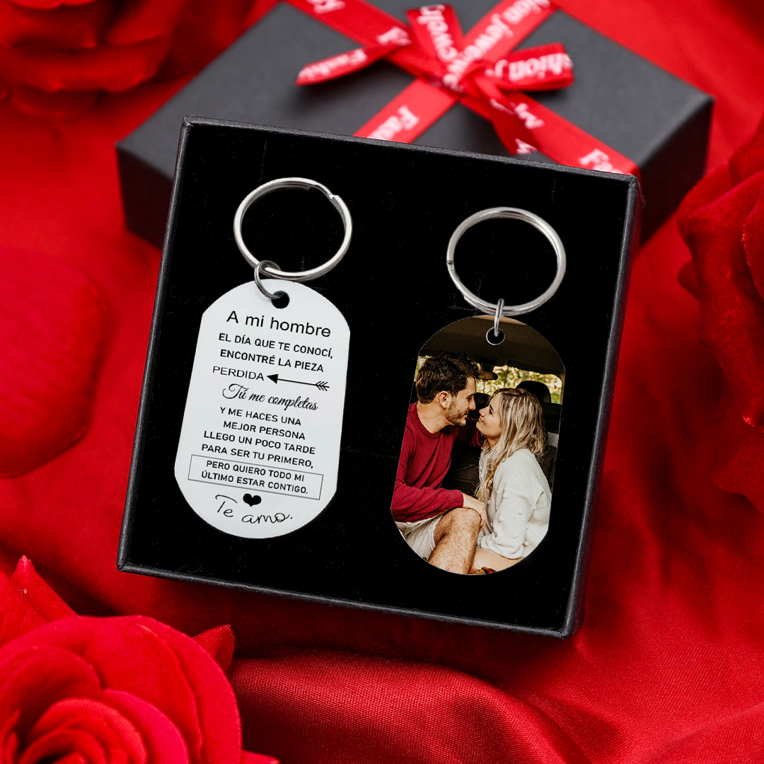Llavero a mi hombre para pareja "Eres mi pieza perdida" 1 foto personalizada