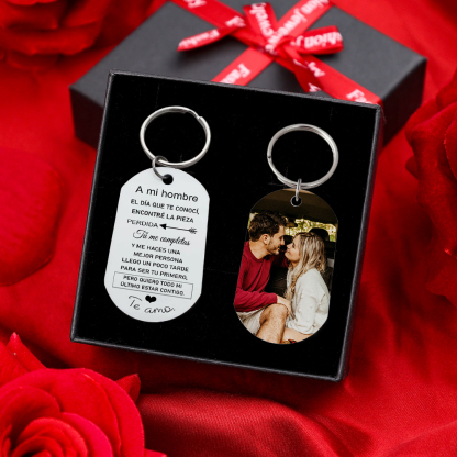 Llavero a mi hombre para pareja "Eres mi pieza perdida" 1 foto personalizada