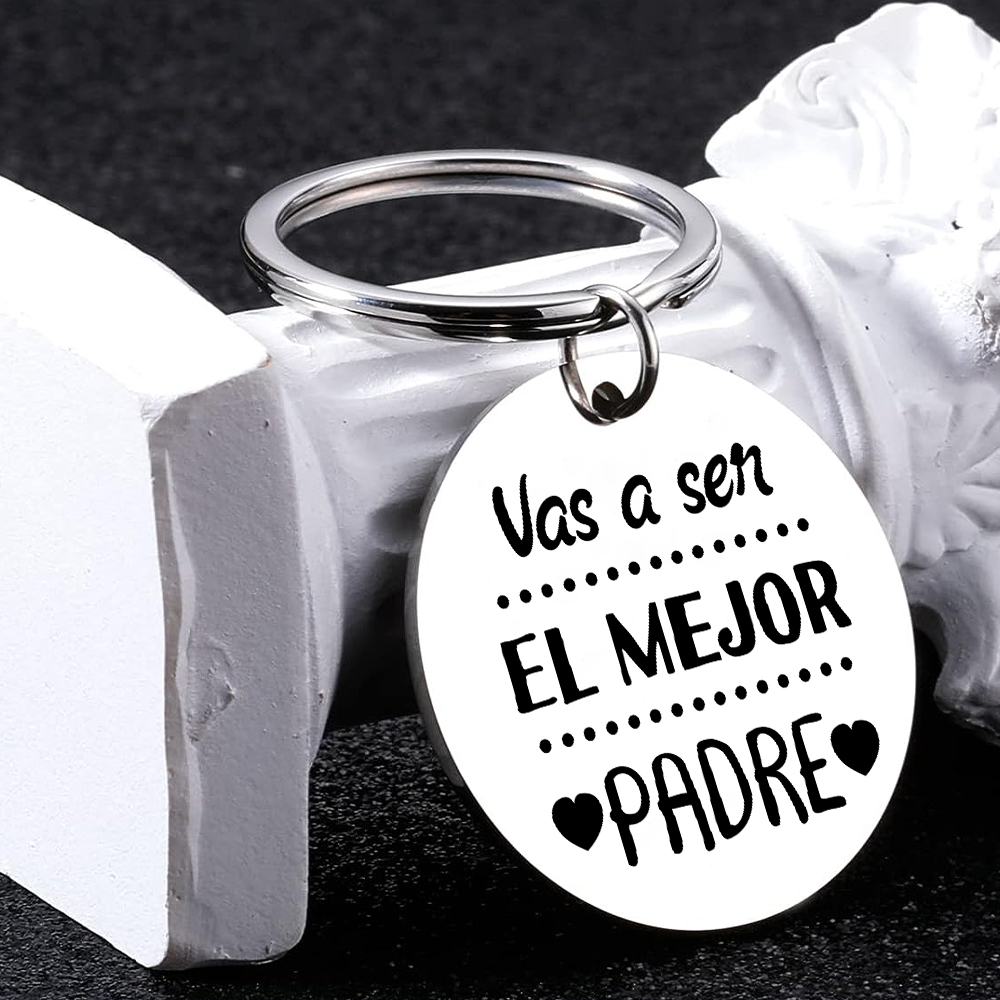 A mi papá-Llavero de placa redonda "Vas a ser el mejor padre" personalizado con 1 foto-Jessemade ES