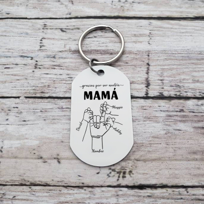 A mi mamá-Llavero 2-6 Nombres Personalizados "DEDOS COGIDOS"-Jessemade ES