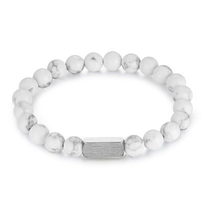 Pulsera de perlas personalizada con nombre y fecha para hombre-Jessemade ES