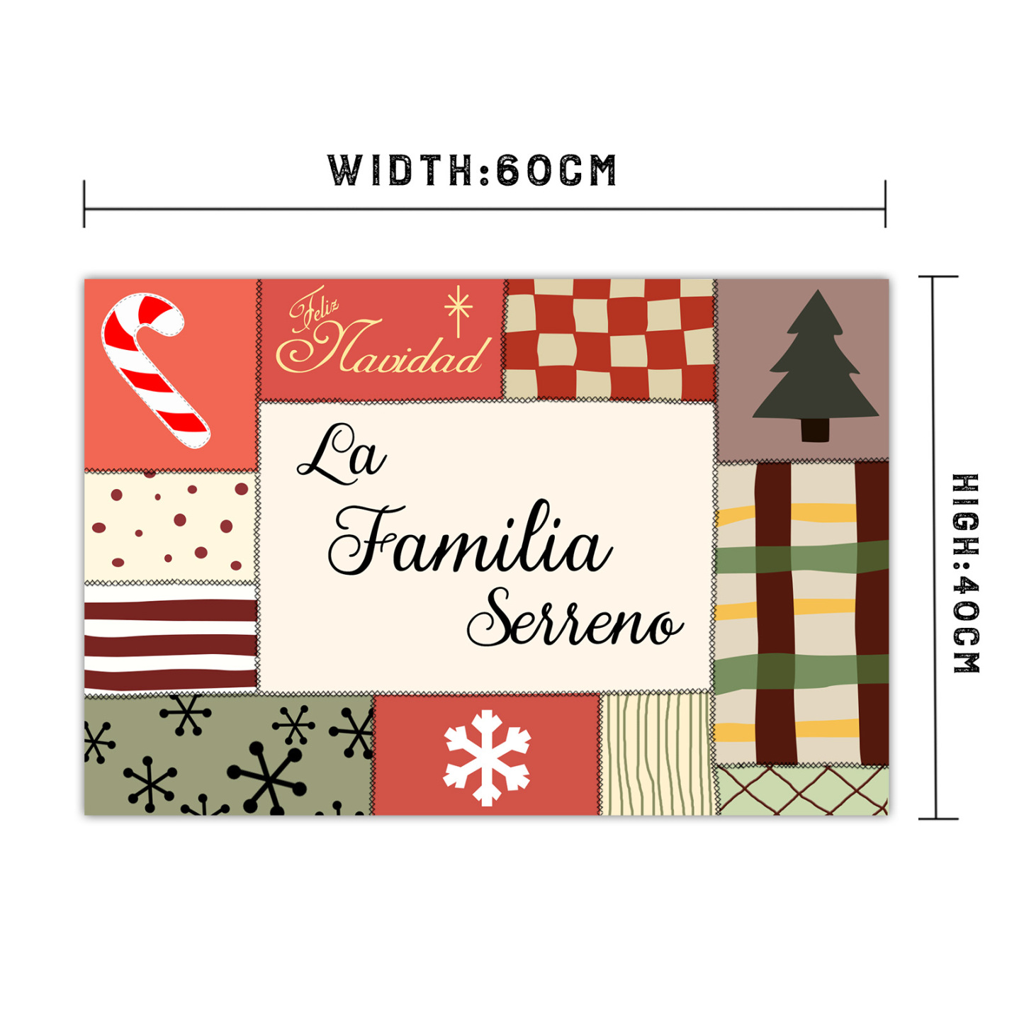 Navidad-felpudo/alfombra de entrada elementos de navidad personalizado con 1 texto-Jessemade ES