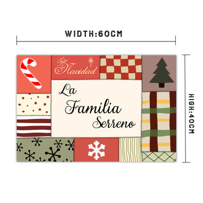 Navidad-felpudo/alfombra de entrada elementos de navidad personalizado con 1 texto-Jessemade ES