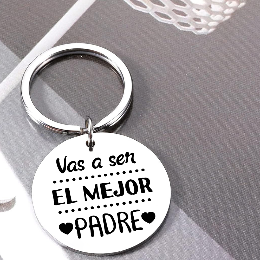 A mi papá-Llavero de placa redonda "Vas a ser el mejor padre" personalizado con 1 foto-Jessemade ES