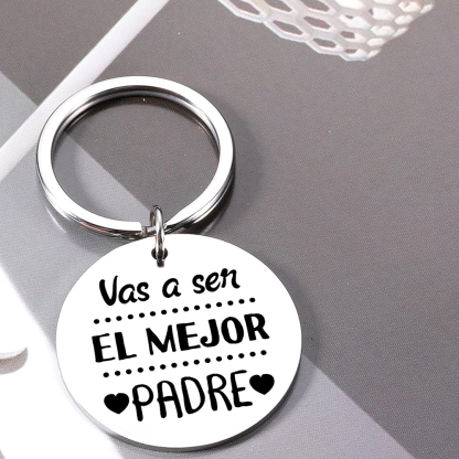 A mi papá-Llavero de placa redonda "Vas a ser el mejor padre" personalizado con 1 foto-Jessemade ES