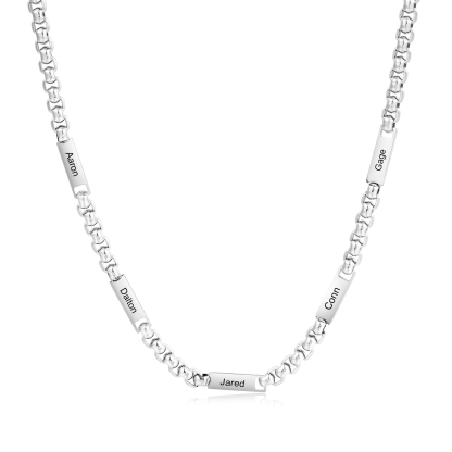 Collar de cadena personalizado con 1-5 nombres para hombre