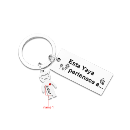 A mi abuela - Llavero "Esta Yaya pertenece a..." con 1-6 nombres personalizados en "niños"-Jessemade ES