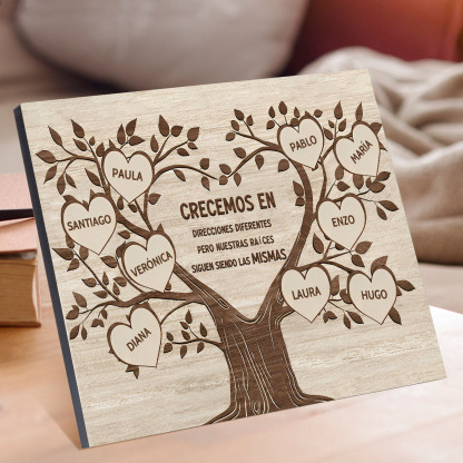A mi familia-Lámina marco de madera Árbol de la Vida 9 nombres personalizados-Jessemade ES