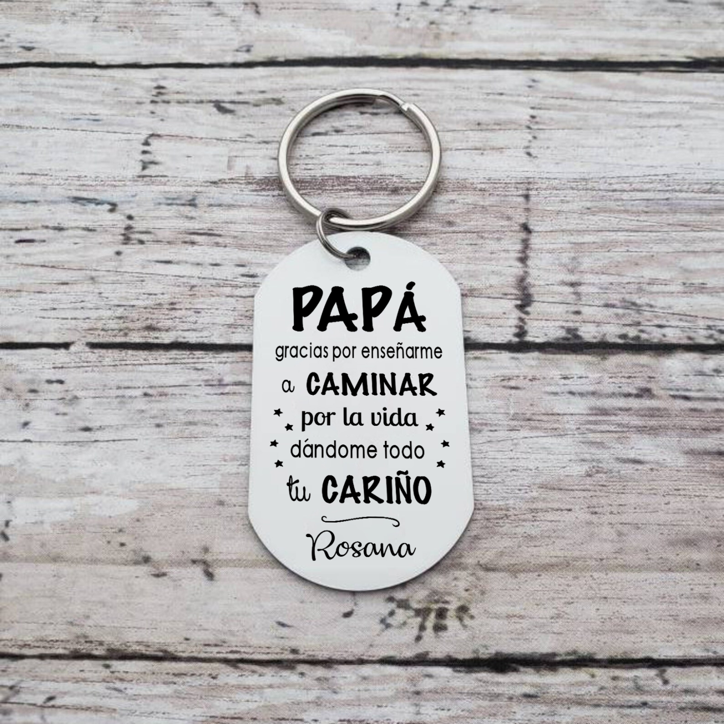 A mi papá-Llavero Personalizado con 1 Foto y 1 Nombre-Jessemade ES