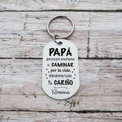 A mi papá-Llavero Personalizado con 1 Foto y 1 Nombre-Jessemade ES