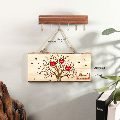 A mi mamá/abuela-Adorno de colgante personalizado con 2-6 nombres de madera árbol de la vida-Jessemade ES