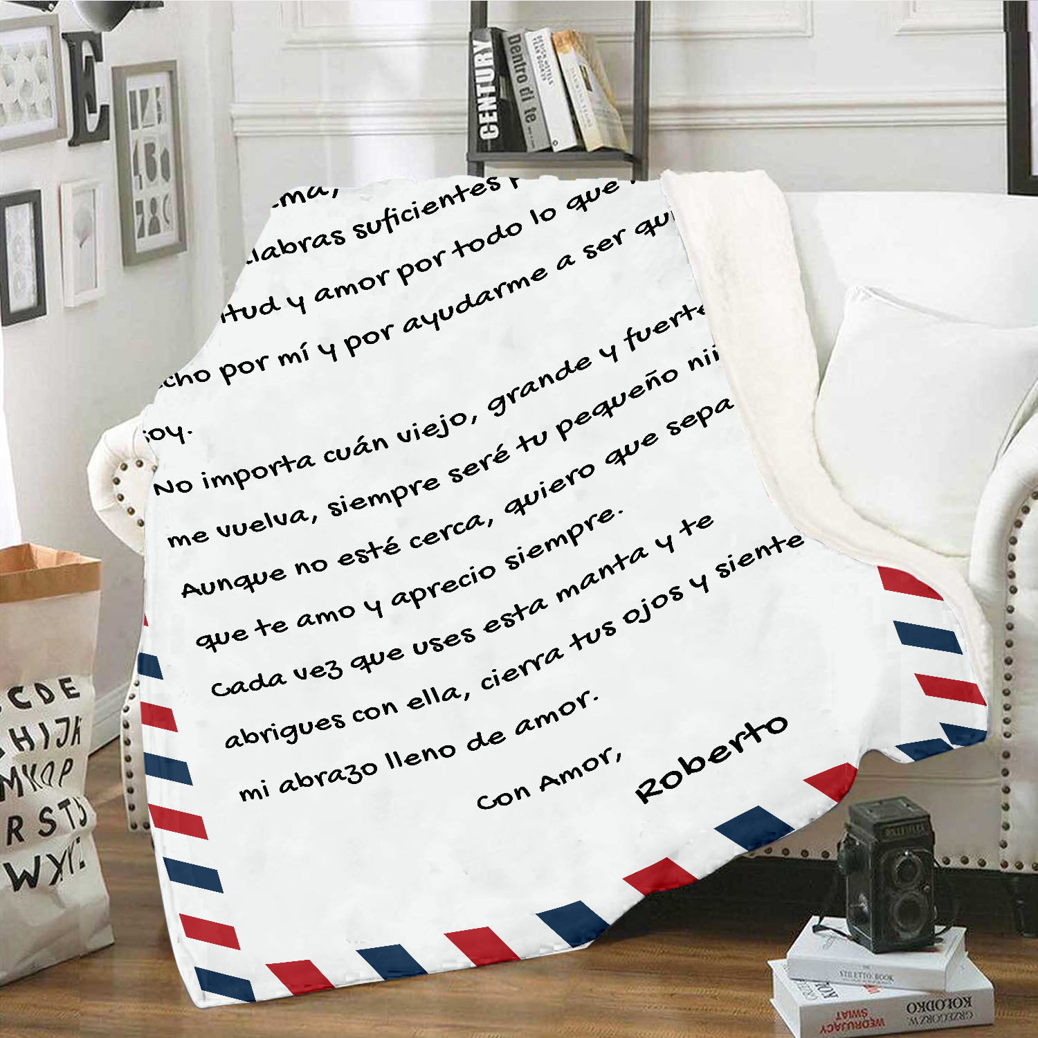 A mi mamá-Manta de buen calidad con frase amoroso y personalizada con 1 nombre-Jessemade ES