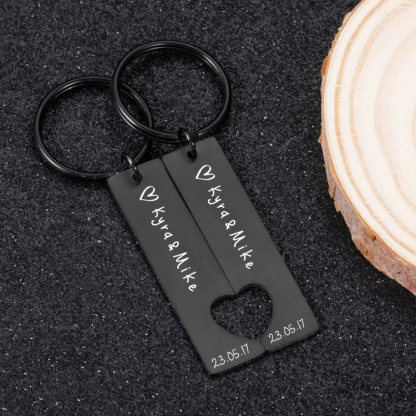 Llavero para pareja corazón 2 nombres personalizados con fecha-Jessemade ES