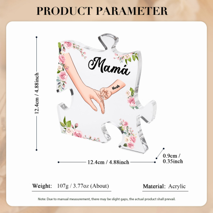 A mi mamá/abuela-Placa de acrílico en forma de corazón mano a mano con 1 texto y 1 nombre personalizado | Jessemade