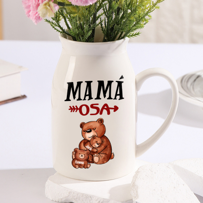 Florero de cerámica mamaosa y sus bebés 2-8 nombres personalizados con texto decoración del hogar-Jessemade ES