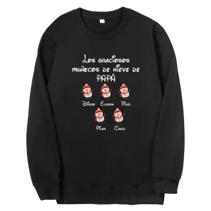 Familia-Sudadera "Muñecos de nieve" 6 nombres personalizados-Jessemade ES