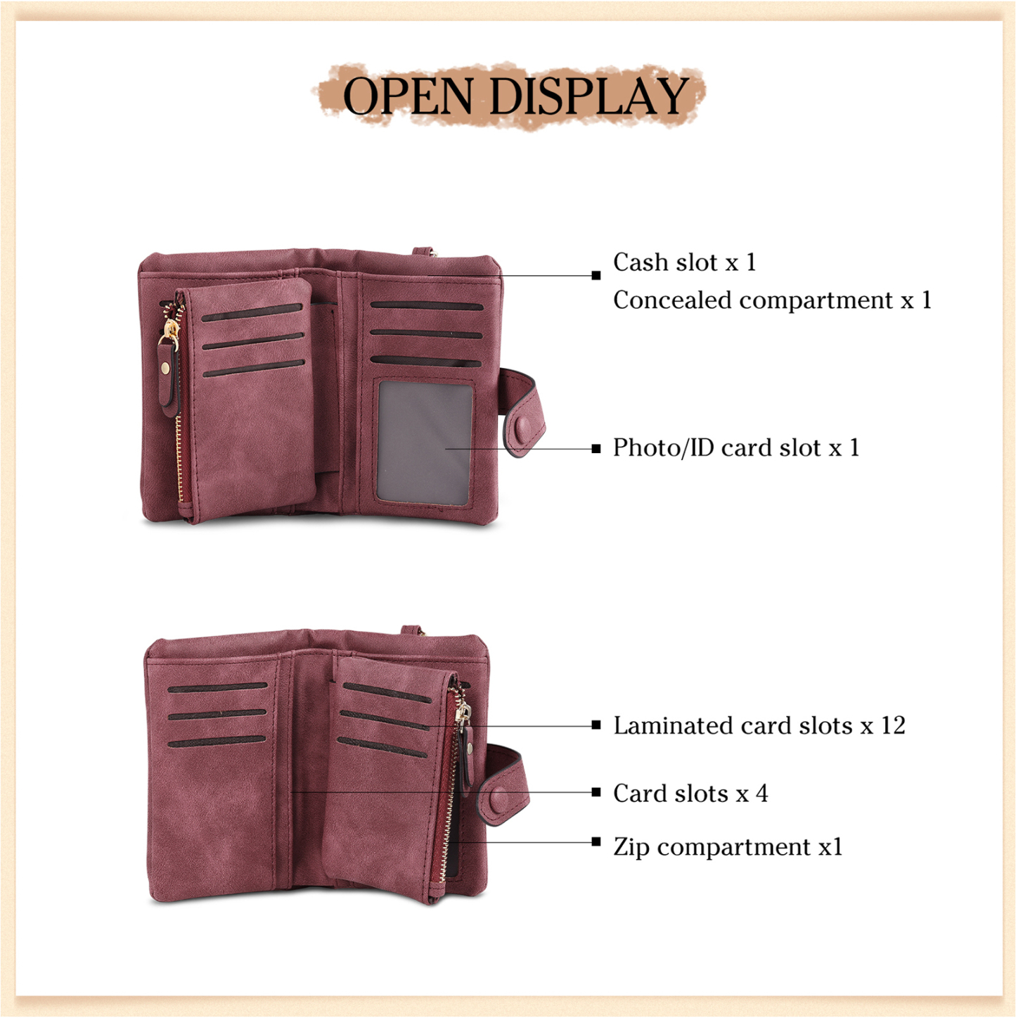 Cartera, billetera con 2 nombres y 1 foto personalizados mano con manito monedero clásico para mujer-Jessemade ES