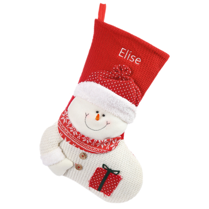 Adornos de medias navideñas con muñeco Bolsa de regalo 1 Nombre personalizado-Jessemade ES