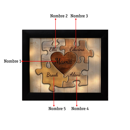 A mi abuela-Marco de 3-9 nombres personalizados rompecabezas de plástico con lámpara-Jessemade ES