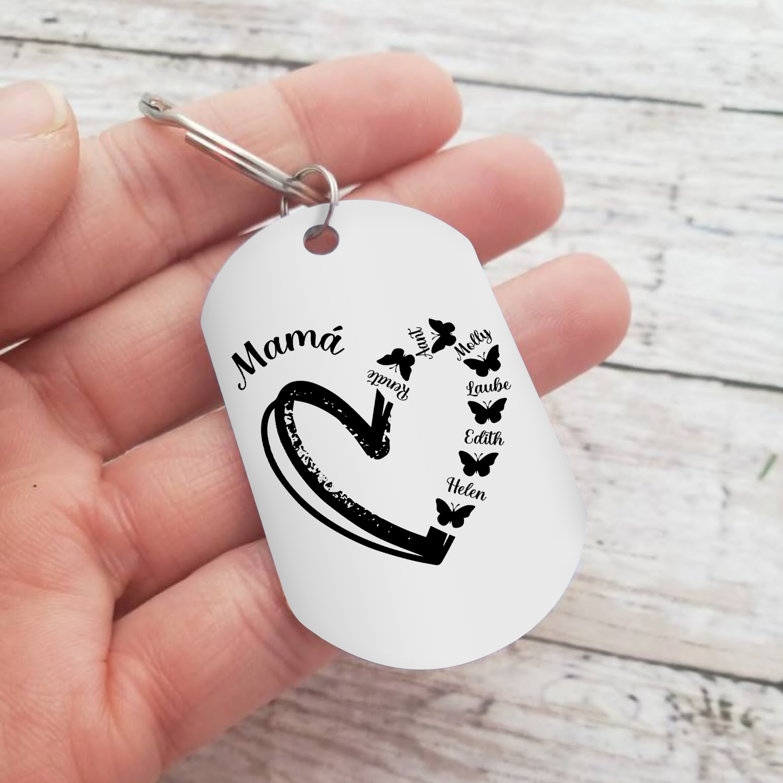 A mi mamá-Llavero 1-6 Nombres Personalizados CORAZÓN Y MARIPOSAS-Jessemade ES