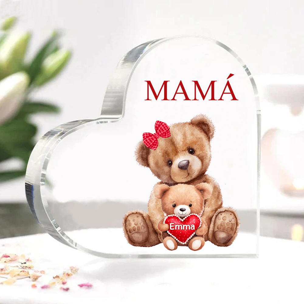 A mi mamá/abuela-Placa de acrílico "Nosotros" en forma de corazón 1 nombre y 1 texto personalizados-Jessemade ES