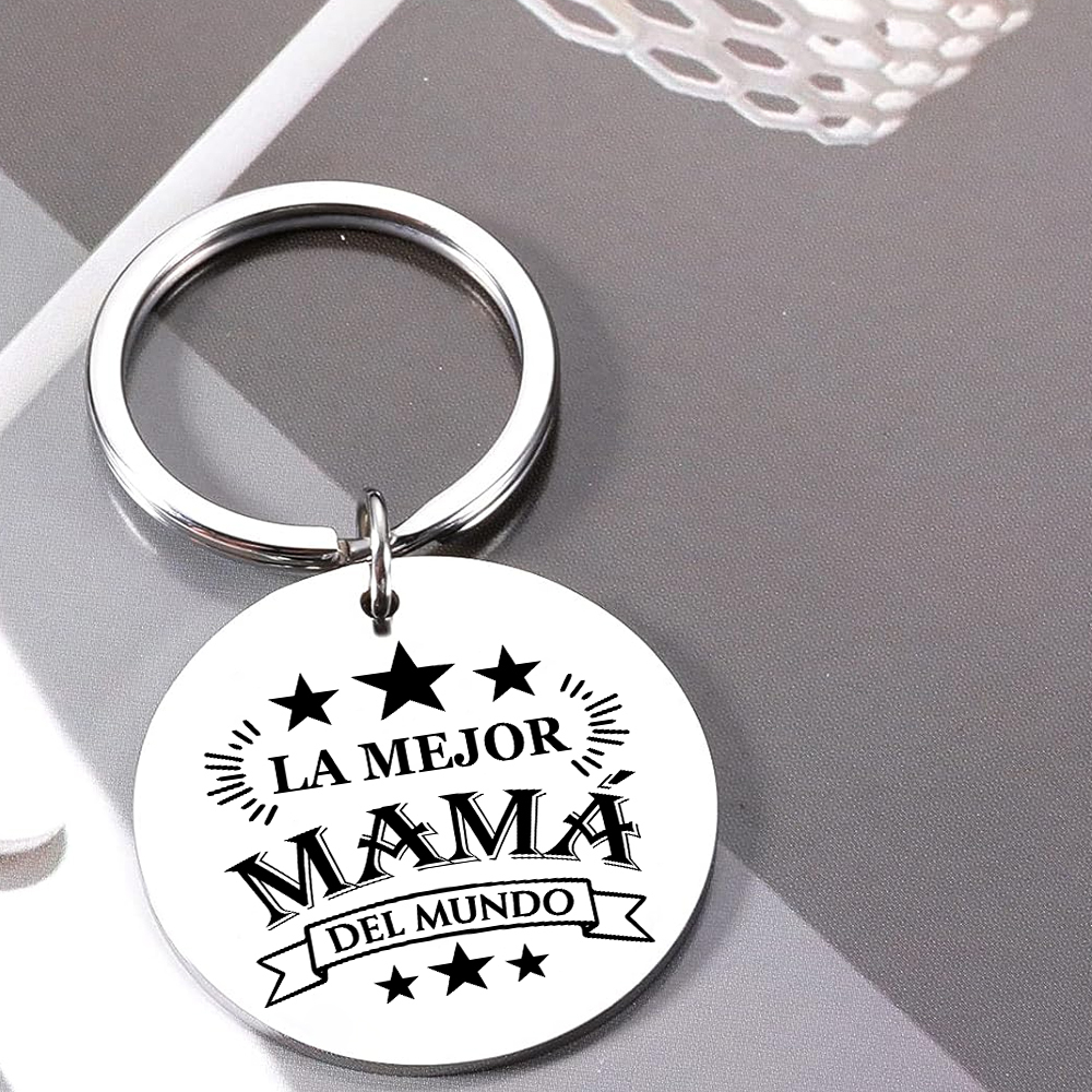A mi mamá - Llavero de placa redonda "la mejor mamá del mundo"-Jessemade ES