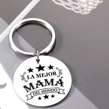 A mi mamá - Llavero de placa redonda "la mejor mamá del mundo"-Jessemade ES