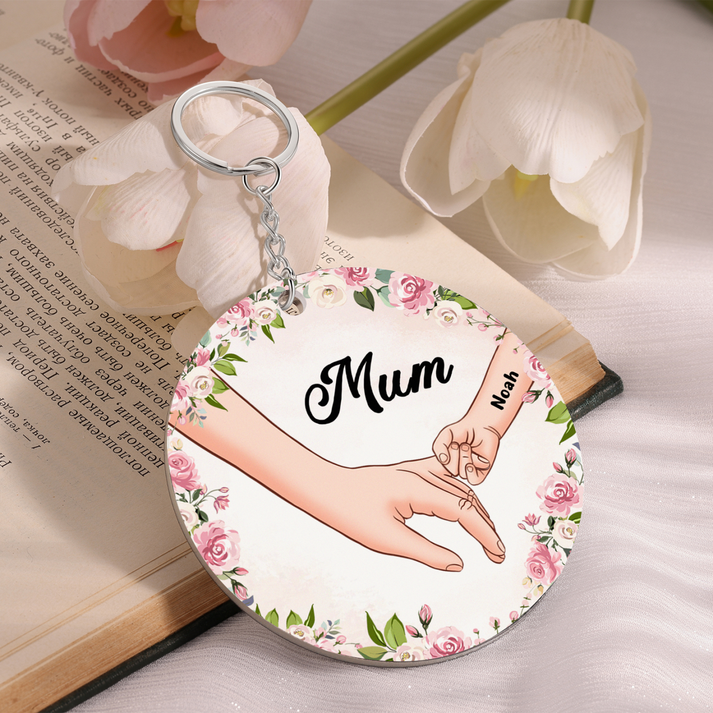 A mi mamá/abuela - Llavero/Colgante 1-6 Nombres y 1 Texto Personalizados de Acrílico-Jessemade ES
