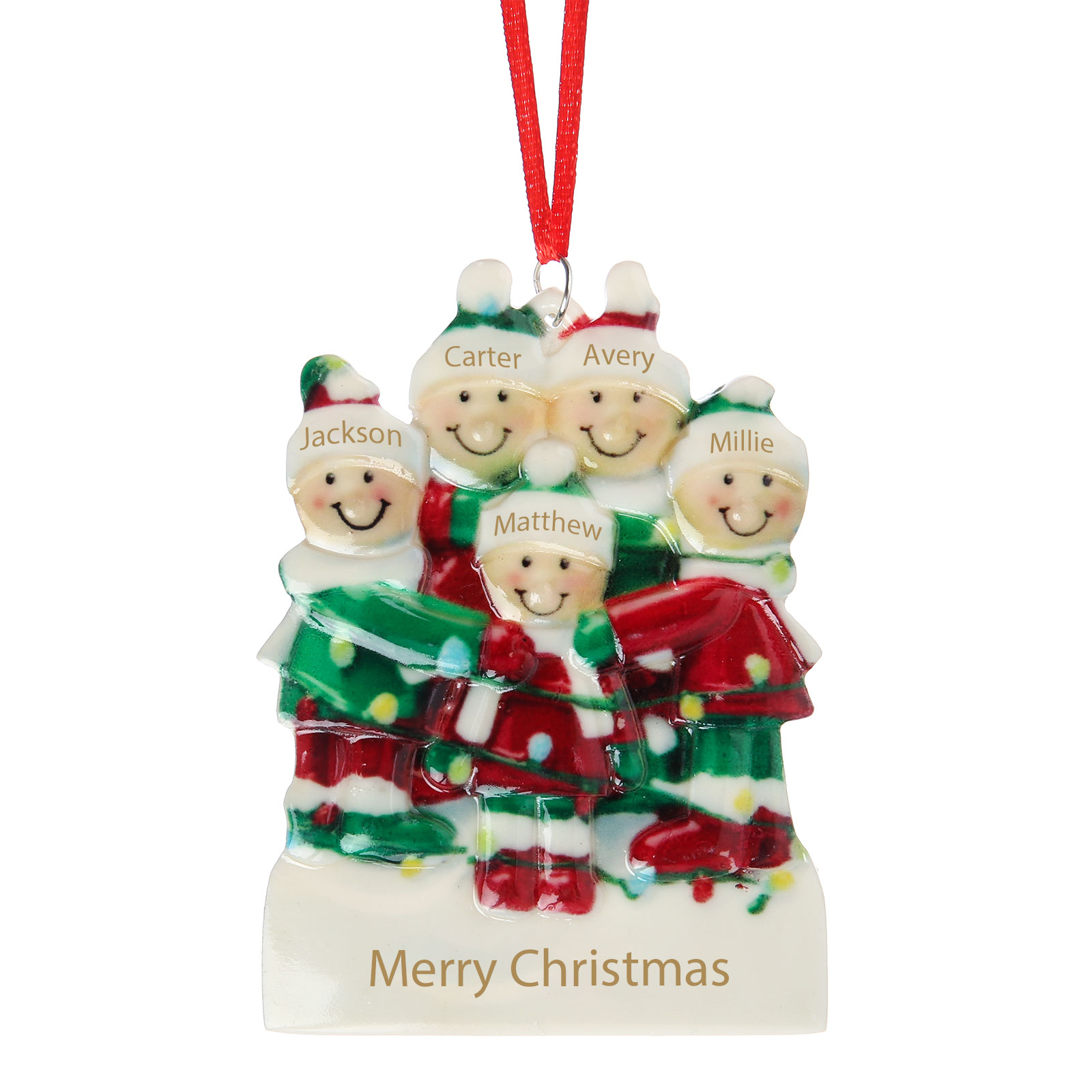 Navidad-Ornamento muñecos navideño de resina 1 texto y 5 nombres personalizados adorno del árbol