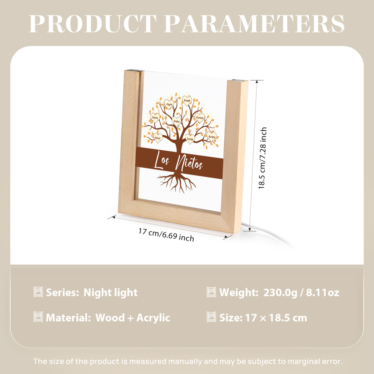 A mi mamá/abuela-Lámpara Personalizada con 2-8 Nombres y Texto "árbol" 3D Ilusión Luz de Noche-Jessemade ES