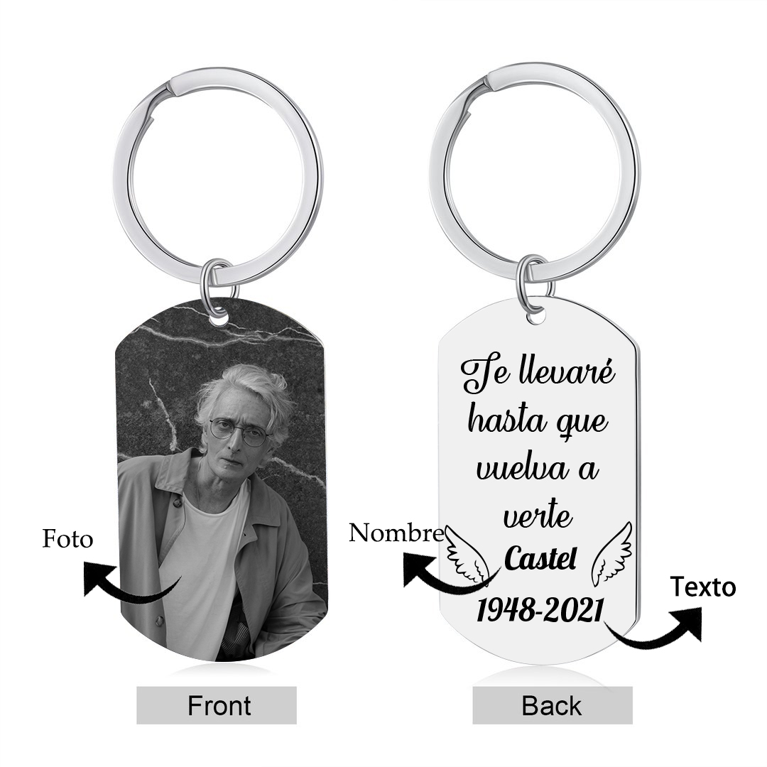 Llavero conmemorativo a un ser querido personalizado con foto, nombre y años-Jessemade ES