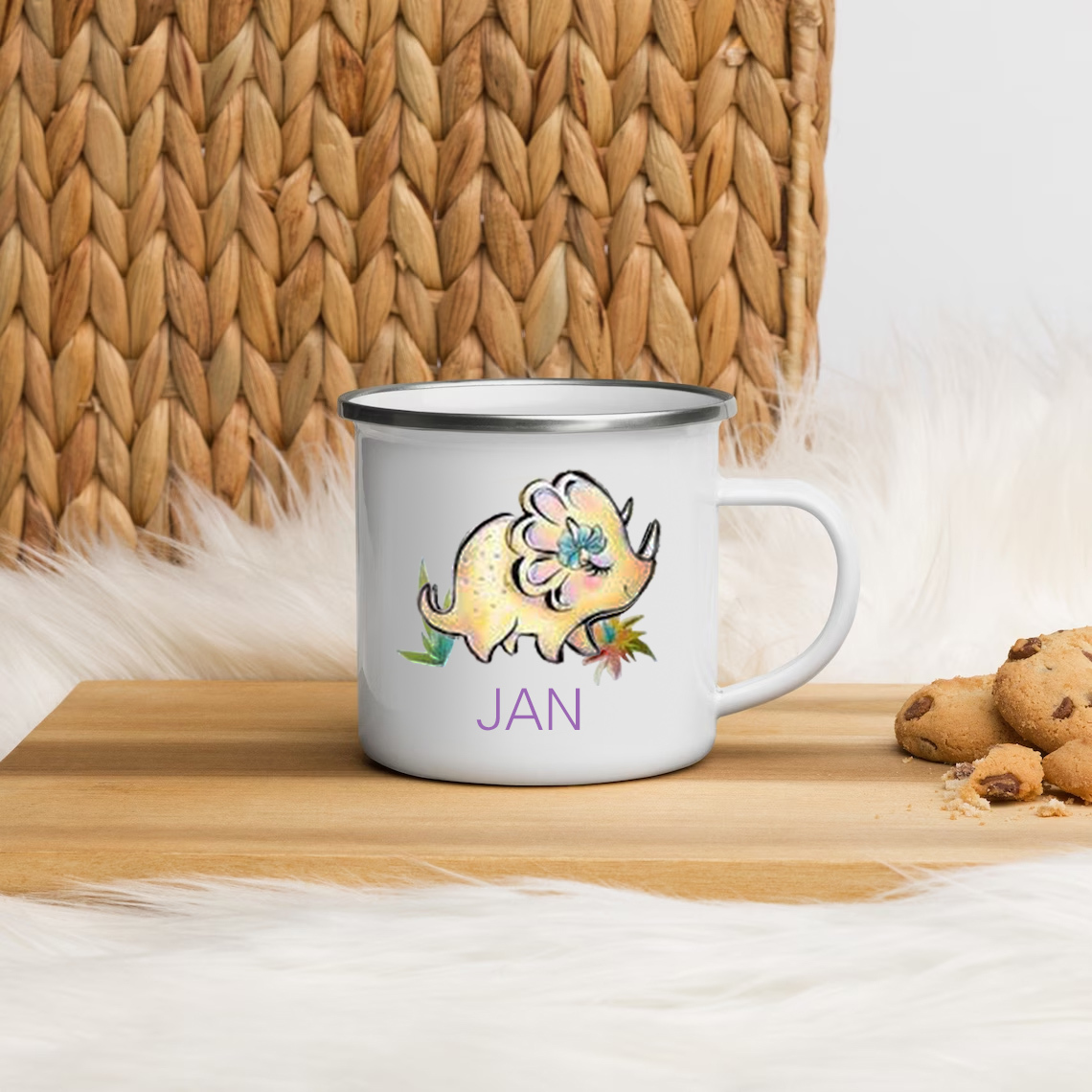Taza con dinosaurios para niños con 1 nombre personalizado-Jessemade ES