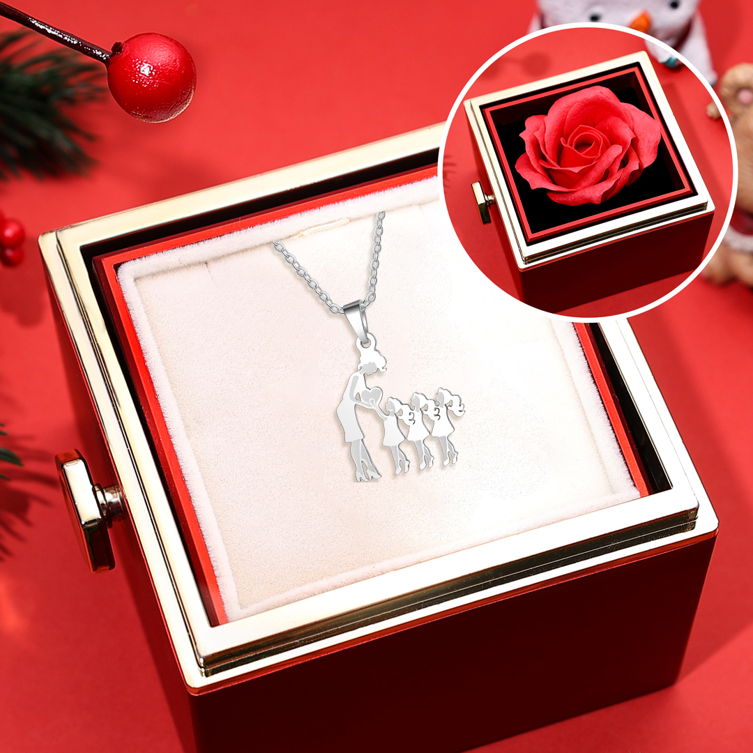 Collar con colgante de madre y tres hijos/hijas amor entre mamá y niños -Jessemade ES