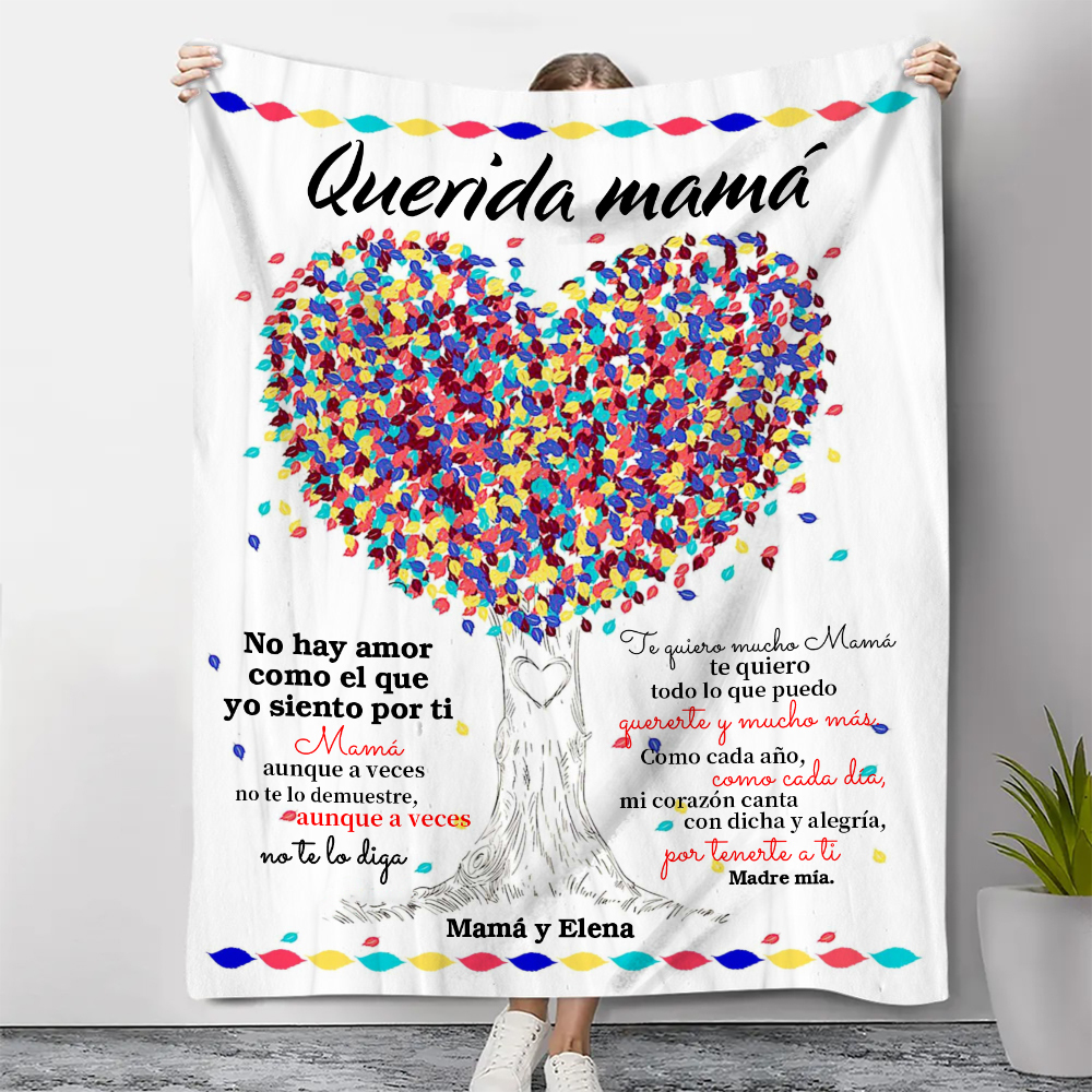 A mi mamá-Manta de buen calidad con frase amoroso y personalizada con 1 texto-Jessemade ES